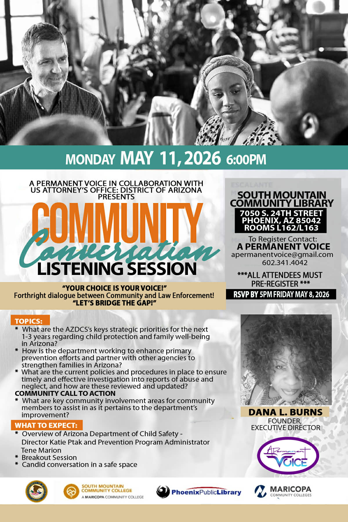 Community Conversation Listening Session on Monday, May 11th
