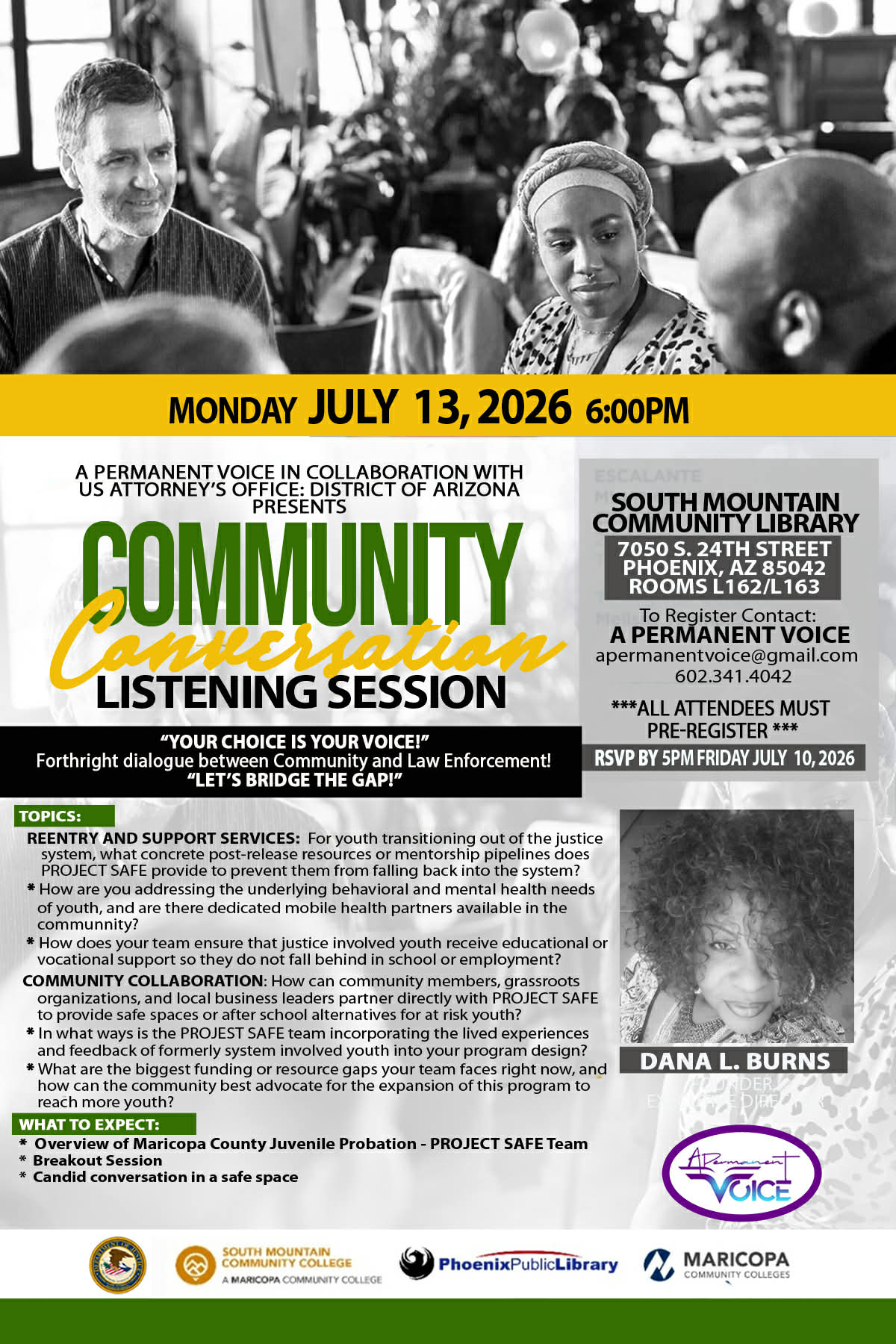 Community Conversation Listening Session – July 13, 2026
