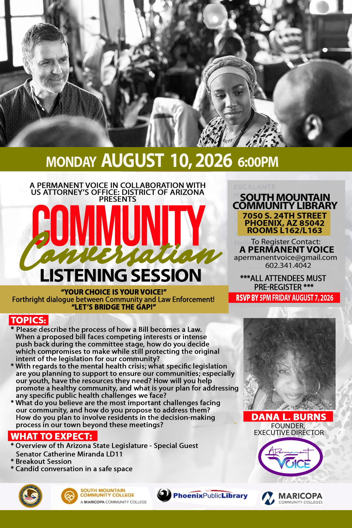 Community Conversation Listening Session on August 10